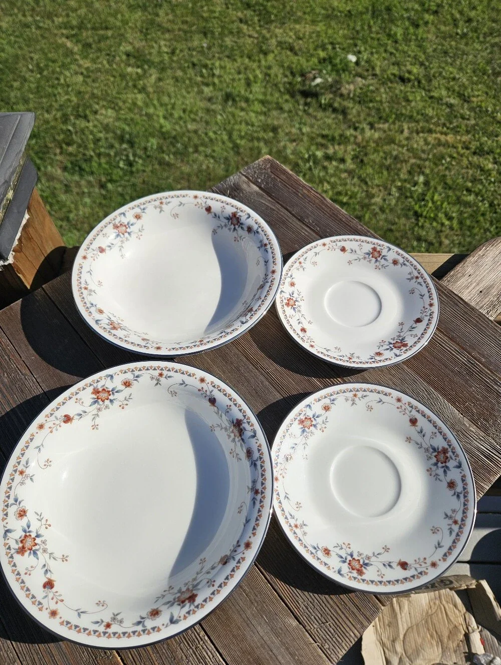 Noritake White Porcelain Dinnerware with Orange Floral Border